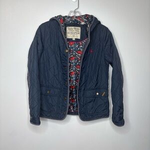 Jack Wills Cordings Quilted Hooded Field Jacket Women’s US 4 Navy Preppy